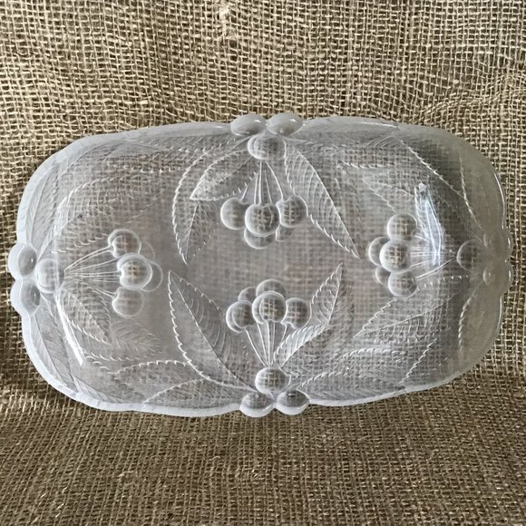 Mikasa Crystal Rectangular Serving Plate / Platter Bountiful Design Cherries - Picture 1 of 5